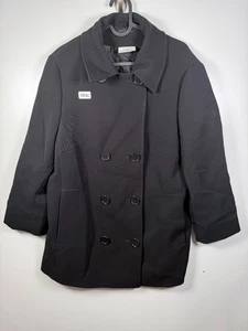 Akris Punto Damen zweireihiger Wollmischung Erbsenmantel Schlitz schwarz Größe 19,5 x 31 - Bild 1 von 7