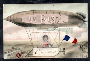 AK Ein Kuss ein Kuss LUFTSCHIFF FRANKREICH (AA38) - Bild 1 von 2