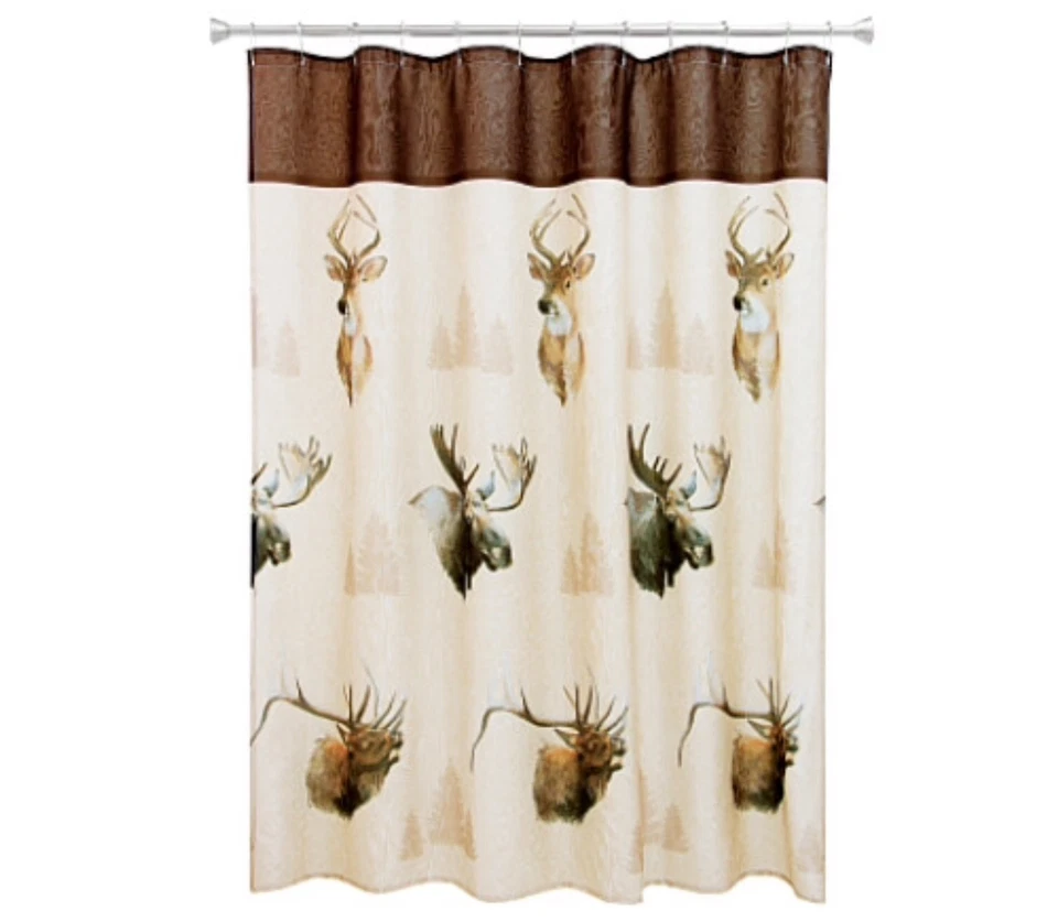 Bacova Animal Cabin Lodge Vida Silvestre Majestuoso Retrato Cortina de Ducha NUEVO Foto 1 de 3