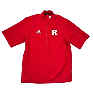 ADIDAS Rutgers Scarlet Knights Shirt Men's Medium Red 1/4 Zip NCAA Short Sleeve - Picture 1 of 11