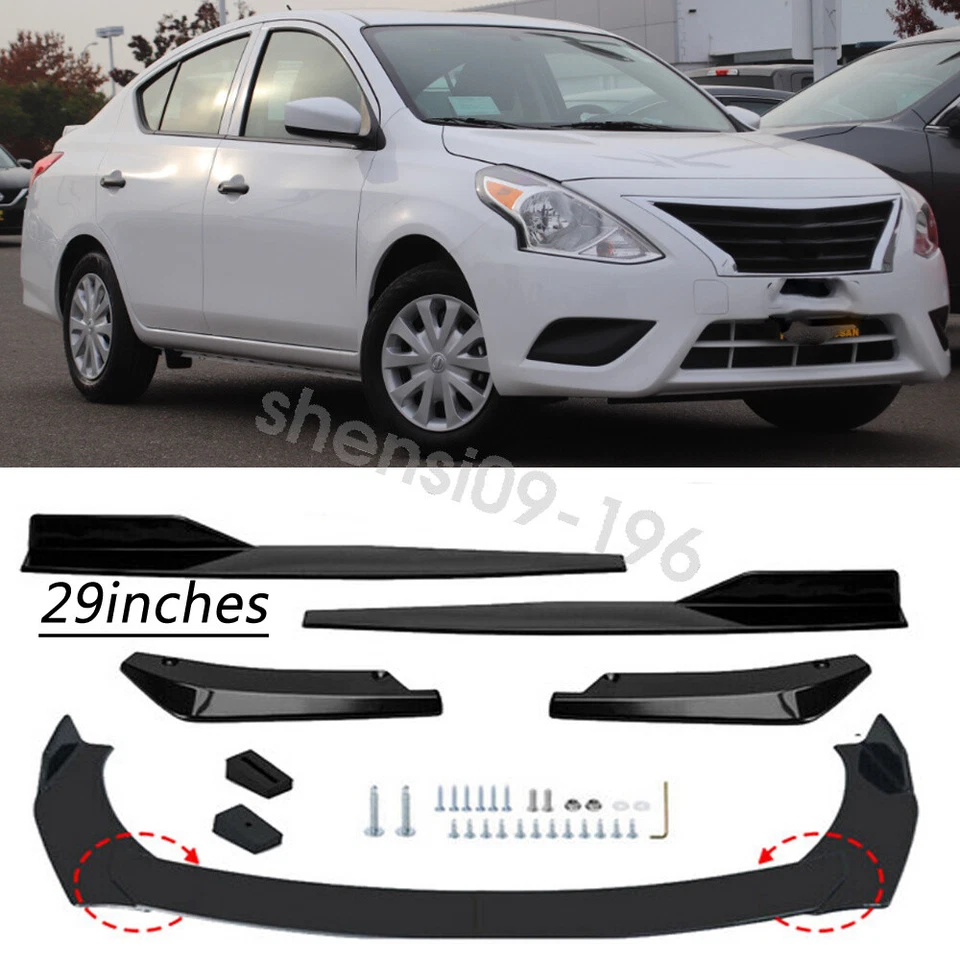 For Nissan Versa Plus Front Rear Bumper Lip Spoiler Splitter Body Kit Side-Skirt Foto 1 de 4