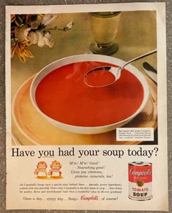 Anuncio impreso de revista vintage auténtico de sopa de tomate Campbell 1958 - Imagen 1 de 2
