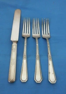 Rogers International Silver Silverplate Mayfair 1923 Solid Handle Knife & Forks - Picture 1 of 12