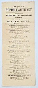 Biglietto Elezioni Governatore Repubblicano 1882 per Robert R. Vescovo di Newton, MA - Foto 1 di 2