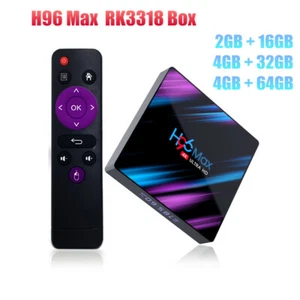 H96 Max RK3318 Android 9.0 Smart Set Top Box 4G 32G/64G 2.4G&5G Wifi 4K HDR Box - Picture 1 of 17