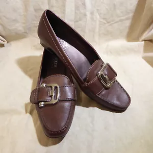 🩰 Geox Respira Slip-On Loafer 8.5 M Whisky Brown Leather; Buckle Strap; Details - Picture 1 of 15