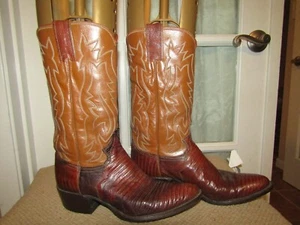 VTG Justin Ft Worth Brown Lizard Cowgirl Western Boots Women's size 6 A - Picture 1 of 10