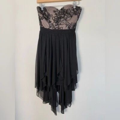 Vintage Y2K Strapless Mini Dress Womens Small Whimsigoth Dark Fairy Grunge - Image 1 of 4