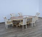 7 PC FORMAL DINING SET European FURNITURE EXTENTION LEAF TABLE CHAIRS GOLD Accen