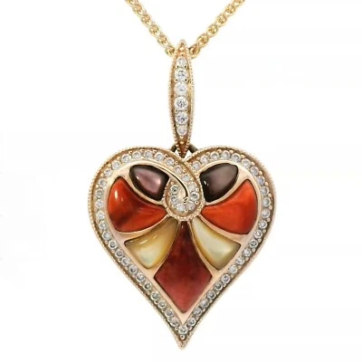 Kabana 14 Karat Yellow Gold 0.34Carat Diamond & Multi Color Spiny Oyster Pendant Foto 1 de 4