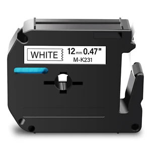 Fits Brother P-touch PT-90 12MM Label Tape M-K231 MK231 M231 Black on White - Picture 1 of 12