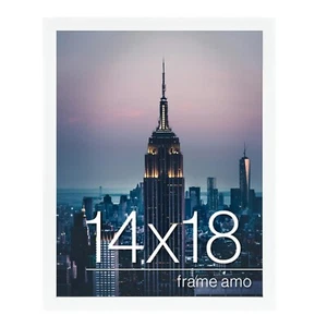 White 14x18 Picture or Poster Frame, 1 inch Wide Border Smooth Finish Acrylic Fr - Picture 1 of 3