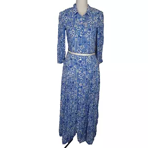 ZARA The Marilyn Dress Blue Floral Maxi Shirtdress Blogger Favorite sz s - Picture 1 of 19