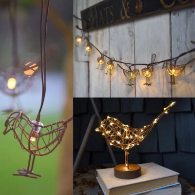 LIGHTSTYLE LONDON Robin Lights - Table Robin or Solar LED Light Chain or Hanging Robin