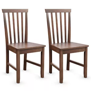 Set of 2 Dining Chairs with Solid Wooden Legs - Color: Brown - Picture 1 of 5
