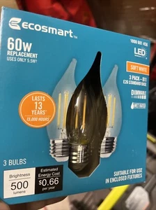 EcoSmart BA11 Dimmable Edison LED Light Bulb Soft White BA11C5DE26827Z(18lights) - Picture 1 of 6