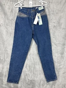 NWT Vintage JORDACHE Women's Jeans RN 52992 Size 7Long 2 Tone 90s Mom Jeans - Picture 1 of 8