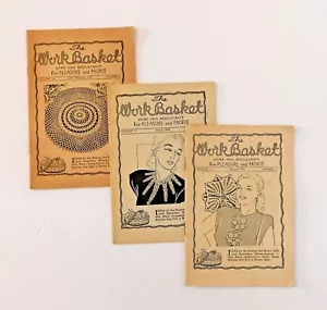 Arbeitskorb Home and Needlecraft Zeitschriften 3 Ausgaben 1948 1949 Häkeln Handwerk - Bild 1 von 12