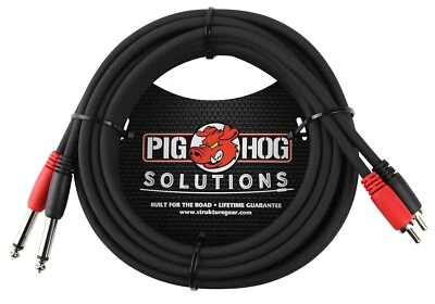 Pig Hog PD-R1415 Dual RCA (Male) to Dual 1/4" Mono (Male) Cable, 15 Feet - Image 1 of 4