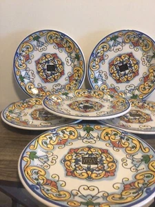 CERAMICHE ITALIA TUSCAN THEME MOSAIC SIX 11” DINNER CERAMIC PLATES NEW WITH TAGS - Picture 1 of 11