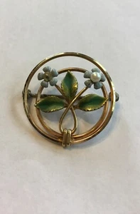 Broche prendedor redondo vintage Krementz Forget Me Not esmaltado I75 - Imagen 1 de 4