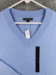 NWT Banana Republic Knit Sweater Women Small V Neck Blue Soft Acrylic Blend - Picture 1 of 15
