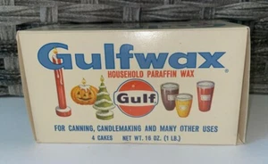 1960s Gulf Wax Paraffin Wax 1 Lb Canning Surf Boards Skis & More 4 CAKES Unused - Picture 1 of 9