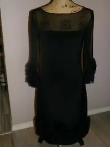 Vintage Rickie Freeman Teri Jon Black Formal 100% Silk Dress Size 2 - Picture 1 of 5