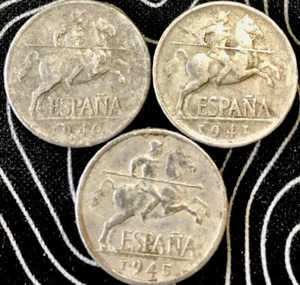 ESPAÑA: LOTE 3 MONEDAS DE 5 CÉNTIMOS.AÑOS: 1940-41-45.ESTADO ESPAÑOL.BC - Imagen 1 de 3