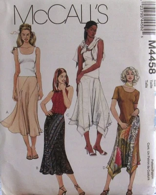 McCalls 4458 Womens 4-10 BOHO SKIRTS Patchwork Tapered Swirl Flared Pattern UC - Image 1 of 2