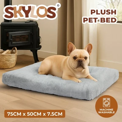 Skylos Dog Bed Soft Plush Pet Mattress Cushion Crate Puppy Cat Washable Pad Mat - Image 1 of 4