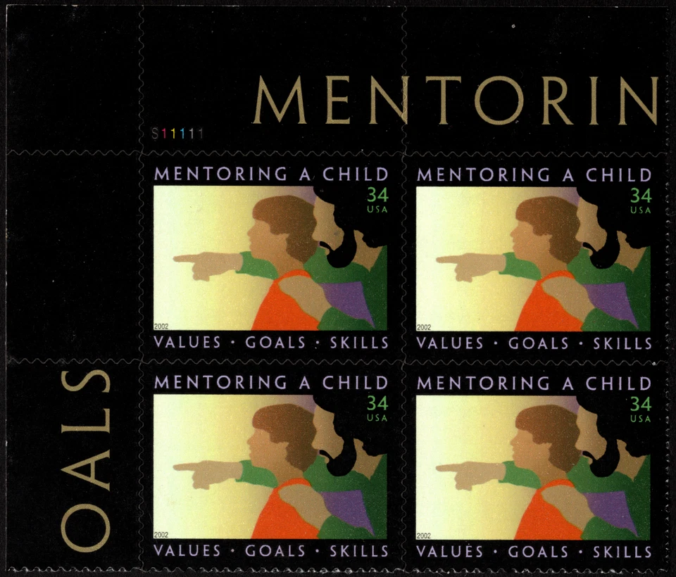 US Stamp Scott #3556 Plate Block Mint NH 24 Cents Mentoring a Child Commeorative - Image 1 of 1