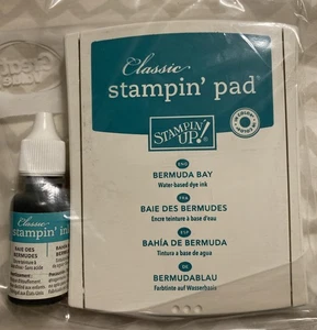 Stampin Up Bermuda Bay blau grün Stempelkissen & Tintenmine nicht mehr produziert Leinen Flip - Bild 1 von 1
