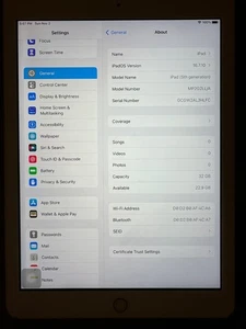 Apple iPad 5th Gen. A1822 32GB White/Silver 9.7" Touchscreen WiFi Tablet - Picture 1 of 8