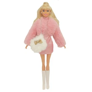 Conjunto de ropa de abrigo de piel sintética rosa para trajes de muñeca de 11,5" bolso de vestir botas zapatos 1/6 - Imagen 1 de 4