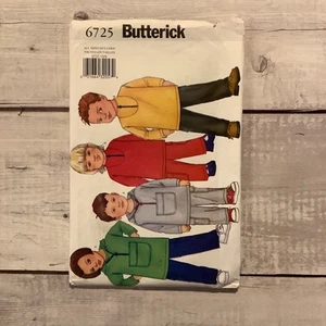 Butterick 6725 Sewing Pattern 1/4 Zip Pullover Cargo Pants Toddler Sz 1-4 UNCUT - Picture 1 of 4