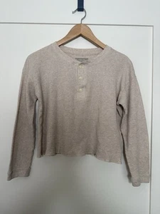 Top Everlane para mujer talla XS Baige Waffle Henley corto térmico playa de gran tamaño - Imagen 1 de 10