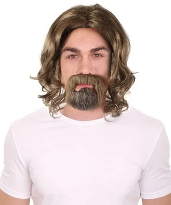 HPO Dark Brown The Dude Big Lebowski Men's Wig & Beard Costume Kit