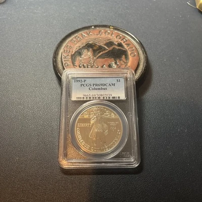 1992-P Columbus Silver Commemorative Dollar PR69DCAM PCGS - Image 1 of 4