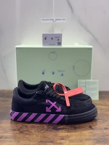Off-white Virgil Abloh Low Vulcanized Sneakers Black Purple Icon Men 42 - Picture 1 of 8