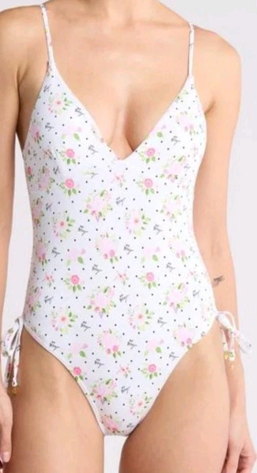 Traje de baño Betsey Johnson talla grande de una pieza cuello en V traje de baño ramo de lunares  Foto 1 de 4