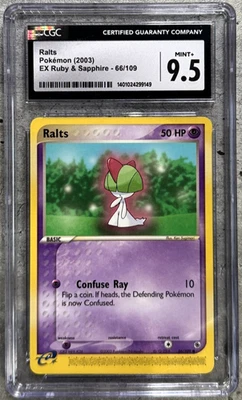 Pokemon Card Ralts CGC 9.5 Mint+, e-Reader EX Ruby & Sapphire 66/109, 2003 (1) - Image 1 of 4