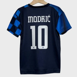 Vtg Luka Modric Croatia Blue Away Soccer Football Jersey Shirt Youth Small YS - Picture 1 of 4