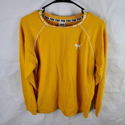 РОЗОВЫЙ Victoria's Secret толстовка женщин M желтый Crew пуловер Топ - Изображение 1 из 4