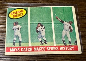 1959 Topps Willie Mays' Catch Makes Series History Baseball Thrills #464 - EX - Picture 1 of 2