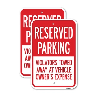 Reserved Parking Violators Towed Away At Vehicl Heavy Gauge Metal Parking Sign - Picture 1 of 10