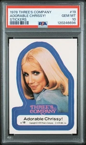 1978 THREE'S COMPANY STICKERS #19 ADORABLE CHRISSY! PSA 10 GEM MINT POP 9 - Picture 1 of 2