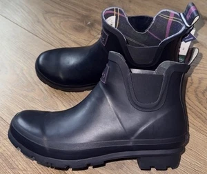 Joules Damen Wellibob Knöchel Gummistiefel - marineblau lila Streifen hinten - Erwachsene 8 - Bild 1 von 10