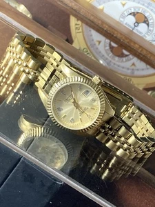 Croton Women's Automatic Gold Tone Diamond Markers Presidential Ladies Watch - Picture 1 of 3