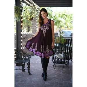 S.R. Fashion Women Paisley Purple High Low Dress Sz NA Whimsical Goth Bohemian - Picture 1 of 8